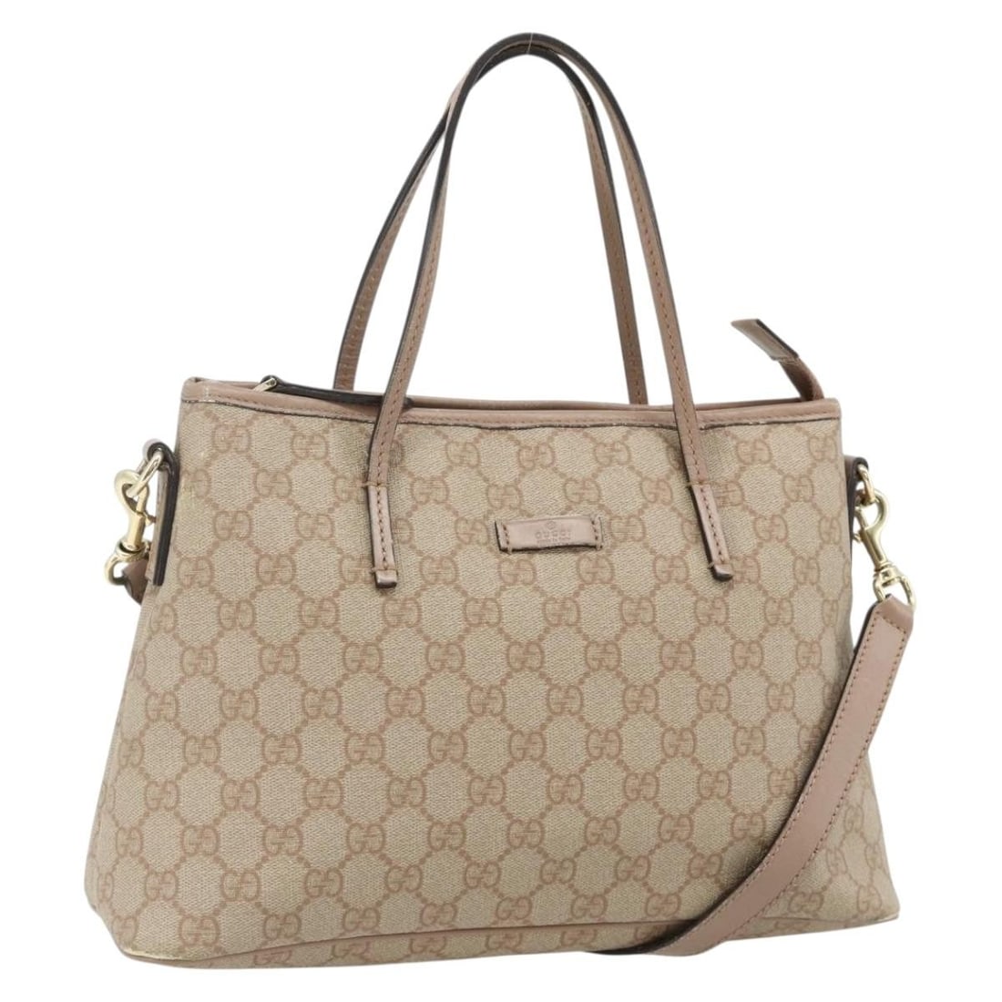 Gucci 353440 GG Supreme 2way Tote Shoulder Bag Beige Gold: Gucci 353440 GG Supreme 2way Tote Shoulder Bag Beige Gold Gucci GG Supreme tote bag in beige and gold, made from PVC leather and GG canvas. This 2way style includes a shoulder strap and was made in It