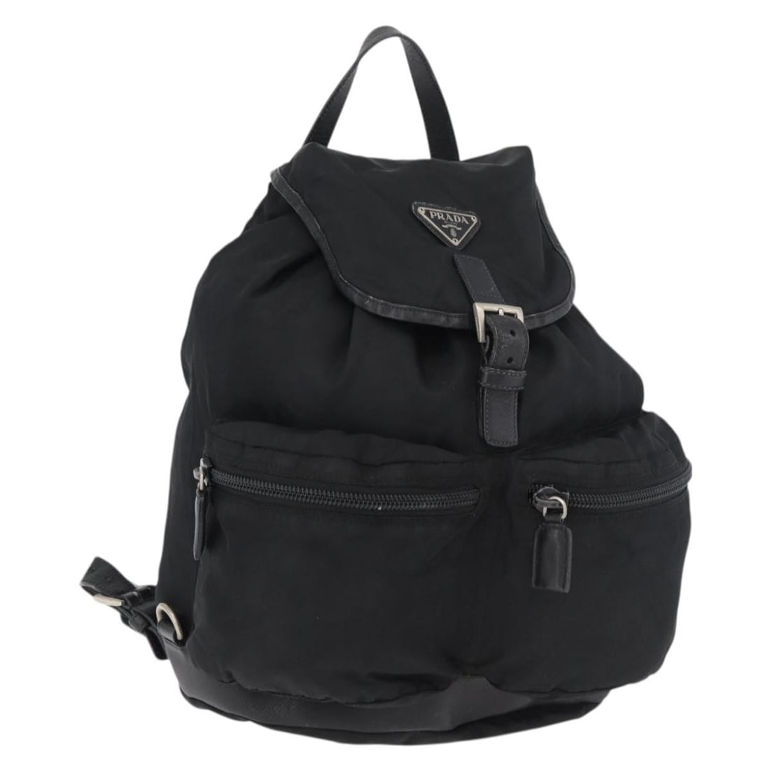 Prada Nylon Black Silver Women Backpack Italy: Prada Nylon Black Silver Women Backpack Italy This PRADA backpack is crafted from black nylon with silver-tone accents. Designed for women, it offers a spacious main compartment and features a practic