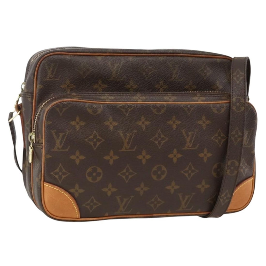 Louis Vuitton Nile Monogram Canvas Shoulder Bag M45244 France: Louis Vuitton Nile Monogram Canvas Shoulder Bag M45244 France This Louis Vuitton Monogram Nile Shoulder Bag is crafted from signature monogram canvas and designed for women. Made in France, the bag fe