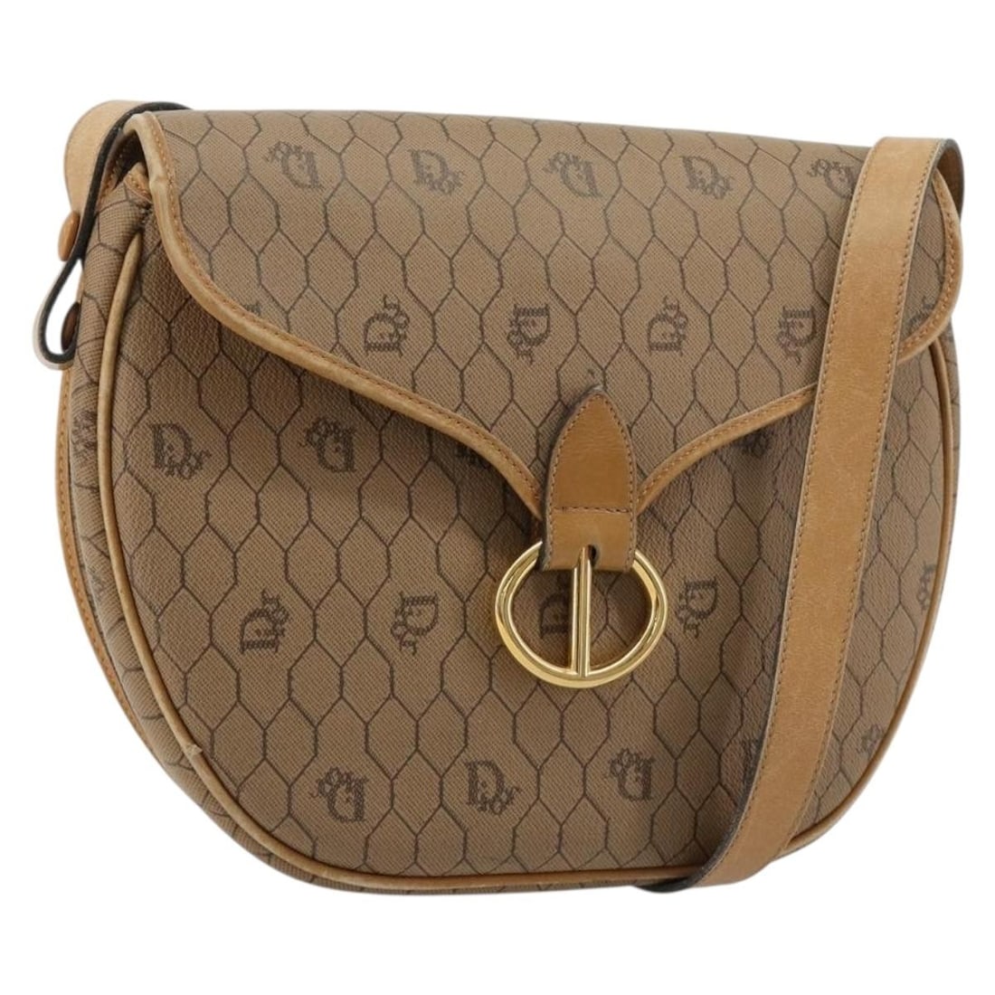 Christian Dior Honeycomb Shoulder Bag Beige Gold PVC Leather: Christian Dior Honeycomb Shoulder Bag Beige Gold PVC Leather Christian Dior shoulder bag in beige and gold, made from PVC leather and honeycomb canvas. It was made in France and is designed for women.