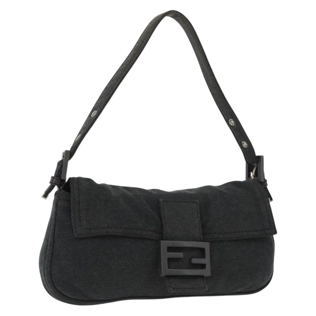 Fendi Mamma Baguette Cotton Shoulder Handbag Gray Silver Dust Bag: Fendi Mamma Baguette Cotton Shoulder Handbag Gray Silver Dust Bag Authentic FENDI Mamma Baguette handbag in gray and silver cotton. This women's handbag includes a dust bag and was made in Italy. Cond