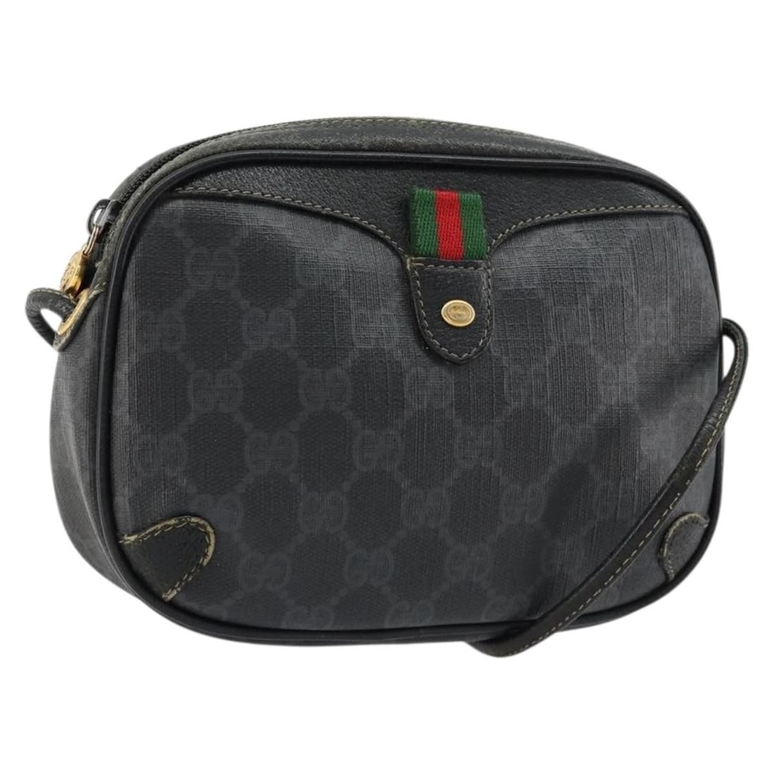 Gucci 156 02 066 Sherry Web GG Supreme PVC Shoulder Bag: Gucci 156 02 066 Sherry Web GG Supreme PVC Shoulder Bag Vintage Gucci GG Supreme Web Sherry Line shoulder bag in black and red PVC leather with GG canvas. This women's bag is made in Italy and feature