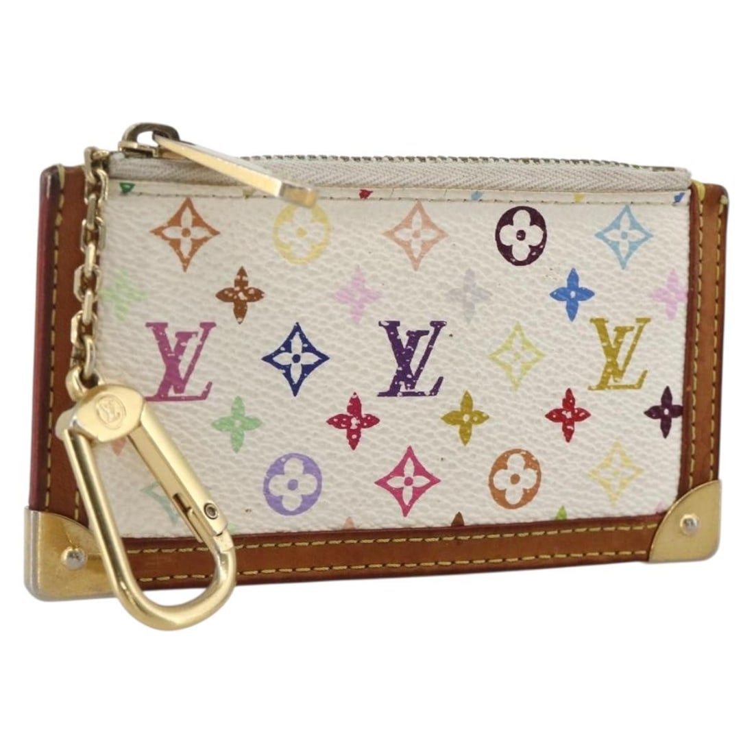 Louis Vuitton M92655 Monogram Multicolor Coin Purse White: Louis Vuitton M92655 Monogram Multicolor Coin Purse White Louis Vuitton Monogram Multicolor Pochette Cles purse in white Monogram Multicolor Canvas. This coin purse measures approximately W12.5 cm x H