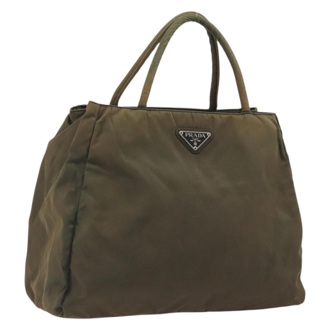 PRADA Green Nylon Womens Hand Bag Made in Italy: PRADA Green Nylon Womens Hand Bag Made in Italy Prada women's handbag in green nylon, made in Italy. The bag measures approximately 32 cm W x 28 cm H x 11 cm D, with a handle drop of approximately 11 
