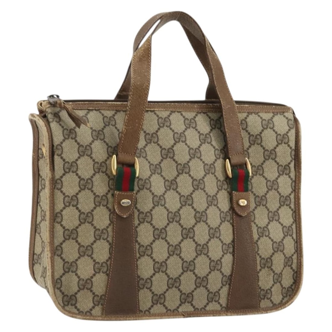 GUCCI 41 02 039 GG Supreme Sherry Web PVC Handbag Beige Gold: GUCCI 41 02 039 GG Supreme Sherry Web PVC Handbag Beige Gold Gucci GG Supreme Web Sherry Line hand bag in beige and gold, made in Italy from PVC leather and GG canvas. It features a handle drop of app