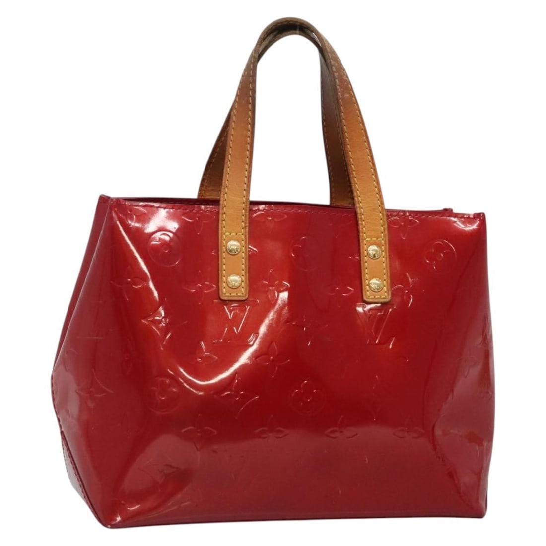 Authentic LOUIS VUITTON Monogram Vernis Reade PM Hand Bag Pomme D'amour M91990 (1 of 18)