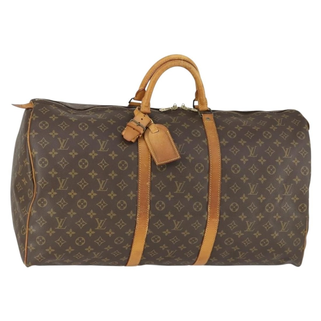 Louis Vuitton M41422 Keepall 60 Monogram Canvas Boston Bag: Louis Vuitton M41422 Keepall 60 Monogram Canvas Boston Bag Louis Vuitton Keepall 60 Boston Bag in Monogram Canvas, made in France. The bag comes with a name tag and Powanie accessory. It is identified
