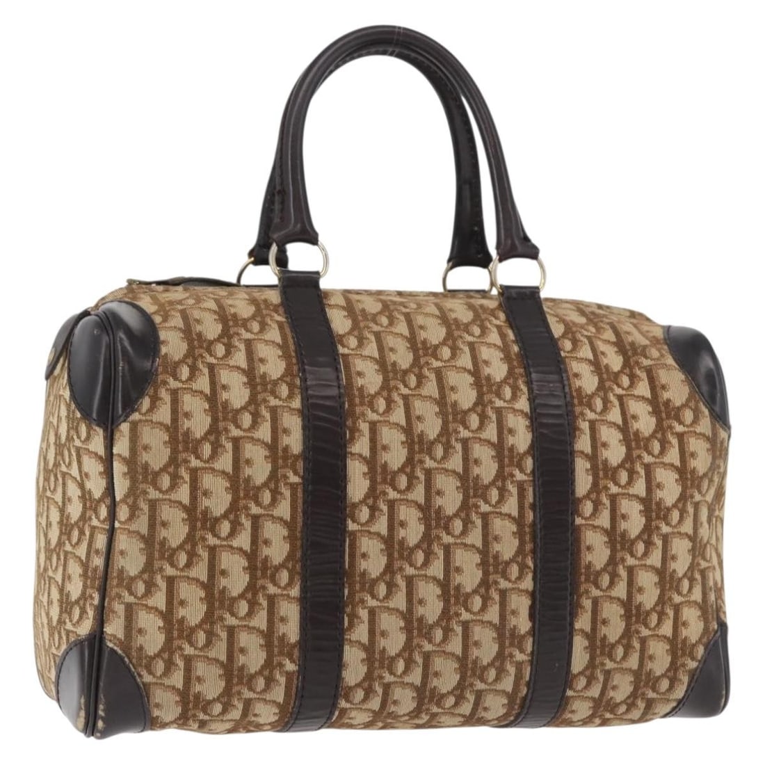Christian Dior Trotter Canvas Handbag Brown Gold France: Christian Dior Trotter Canvas Handbag Brown Gold France Christian Dior handbag in brown and gold Trotter canvas, made in France. This women's bag is a heavily used piece with visible wear throughout, 
