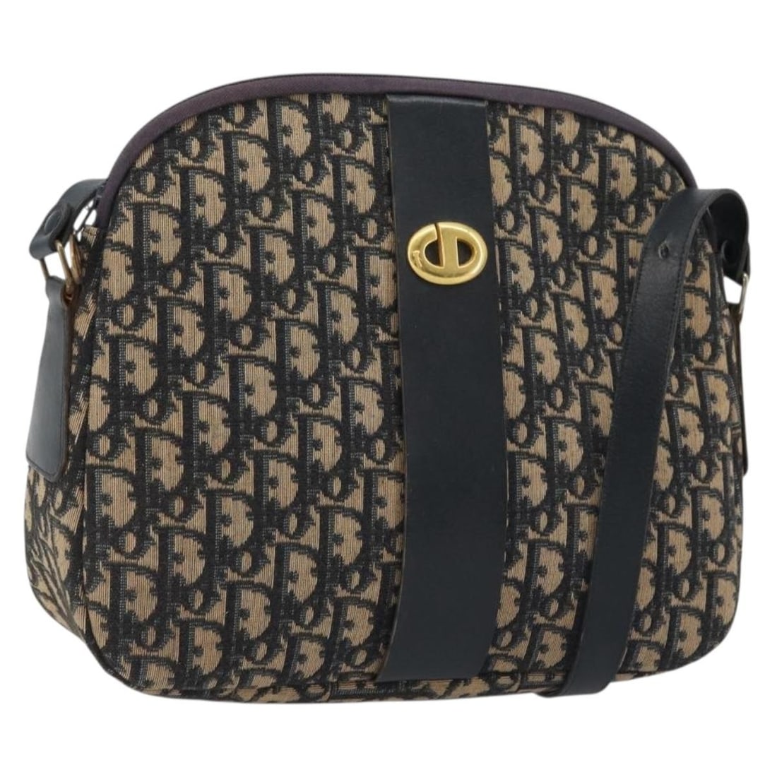 Christian Dior Trotter Shoulder Bag in Navy Gold Canvas: Christian Dior Trotter Shoulder Bag in Navy Gold Canvas Christian Dior shoulder bag in navy and gold Trotter canvas, made in France. This women's bag features an adjustable shoulder strap and a heavil
