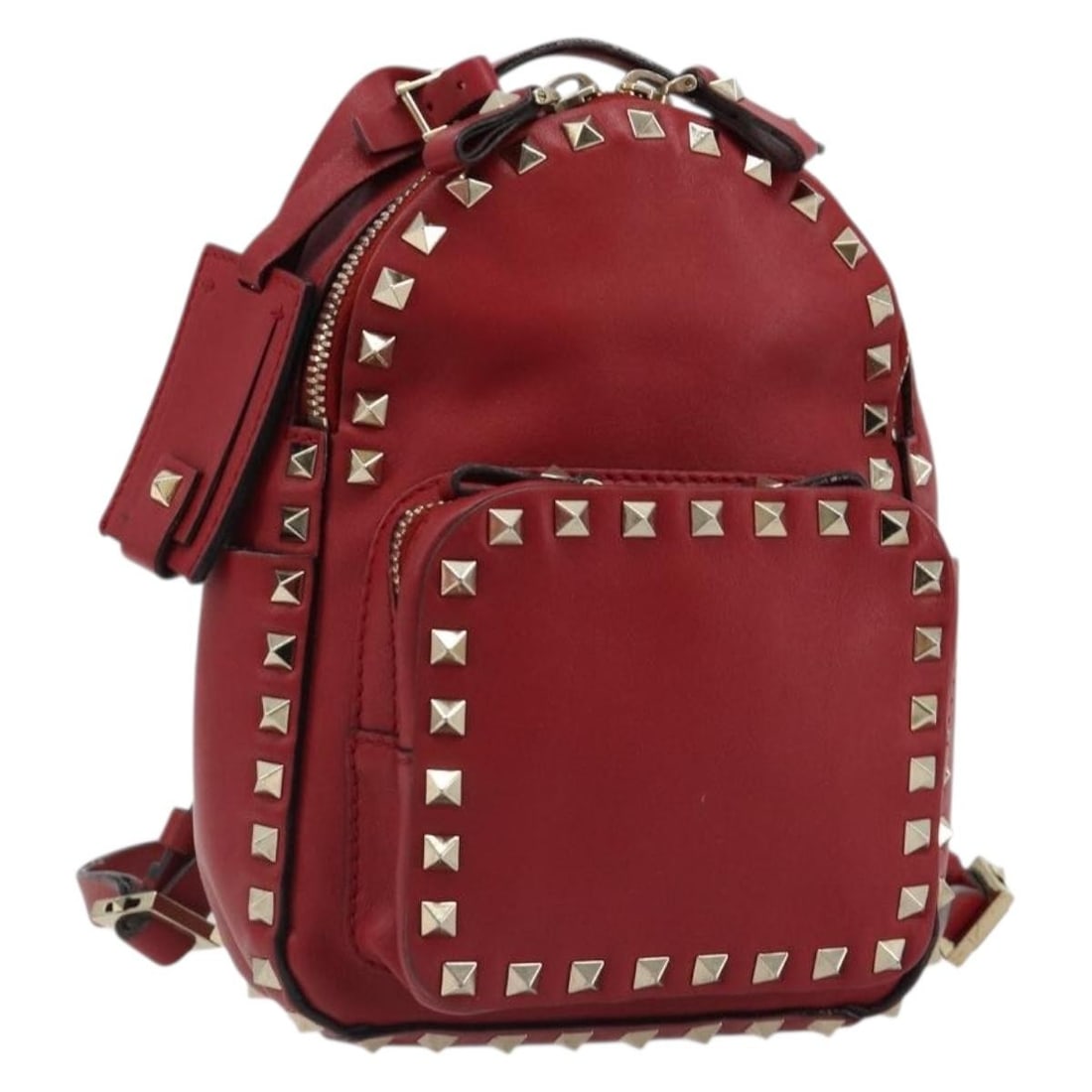 VALENTINO Leather Backpack Red Gold Tone Repainted Made in Italy: VALENTINO Leather Backpack Red Gold Tone Repainted Made in Italy Valentino women's backpack in red and gold leather, made in Italy. The bag comes with a name tag accessory and has been repainted by a 
