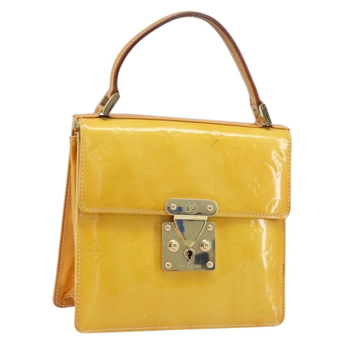 Louis Vuitton Spring Street Hand Bag Monogram Vernis Lime Yellow M91068: Louis Vuitton Spring Street Hand Bag Monogram Vernis Lime Yellow M91068 Louis Vuitton Spring Street handbag in lime yellow Monogram Vernis patent leather. Made in France, this women's bag is offered i