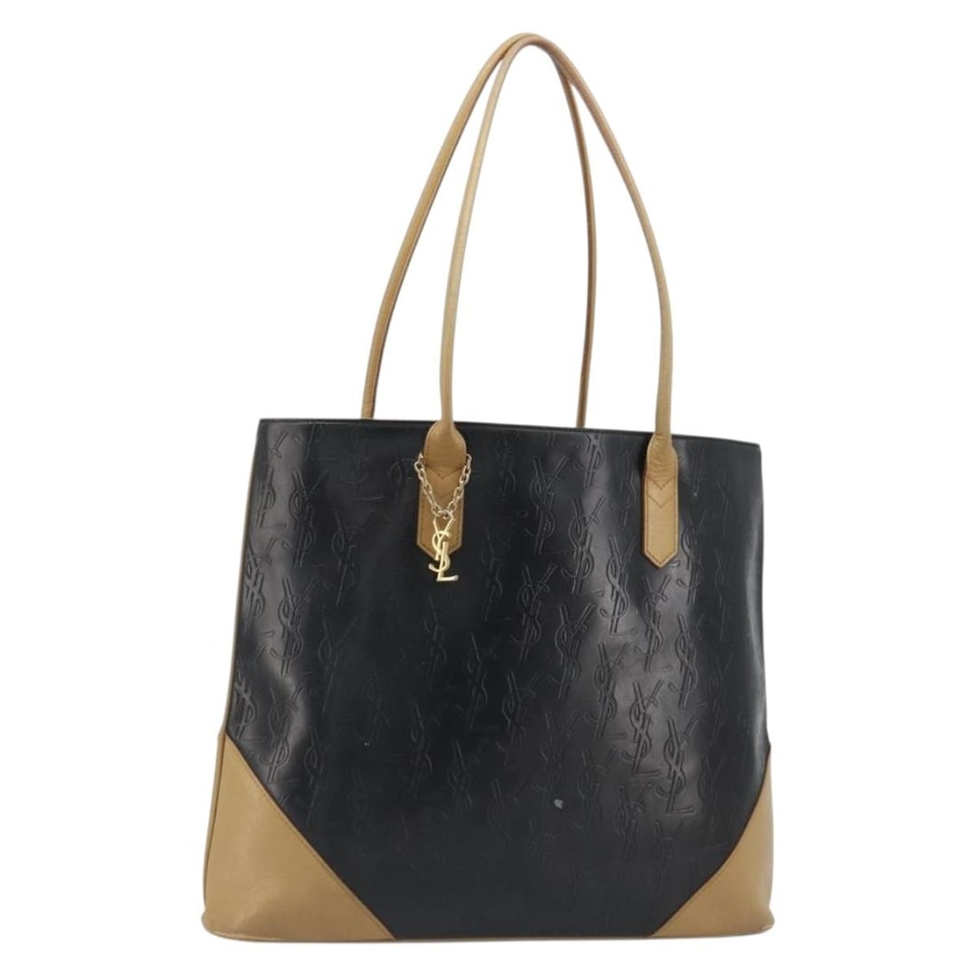 Saint Laurent Black Beige Leather Tote Handbag 191020: Saint Laurent Black Beige Leather Tote Handbag 191020 A Saint Laurent tote bag in black and beige leather with a classic tote silhouette. The bag shows heavy use and is described as being in condition
