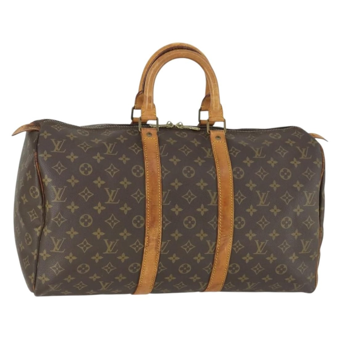 Louis Vuitton Keepall 45 Monogram Canvas Boston Bag M41428: Louis Vuitton Keepall 45 Monogram Canvas Boston Bag M41428 Louis Vuitton Keepall 45 Boston Bag in Monogram Canvas, made in France. The bag is presented in the Monogram colorway and includes the origin