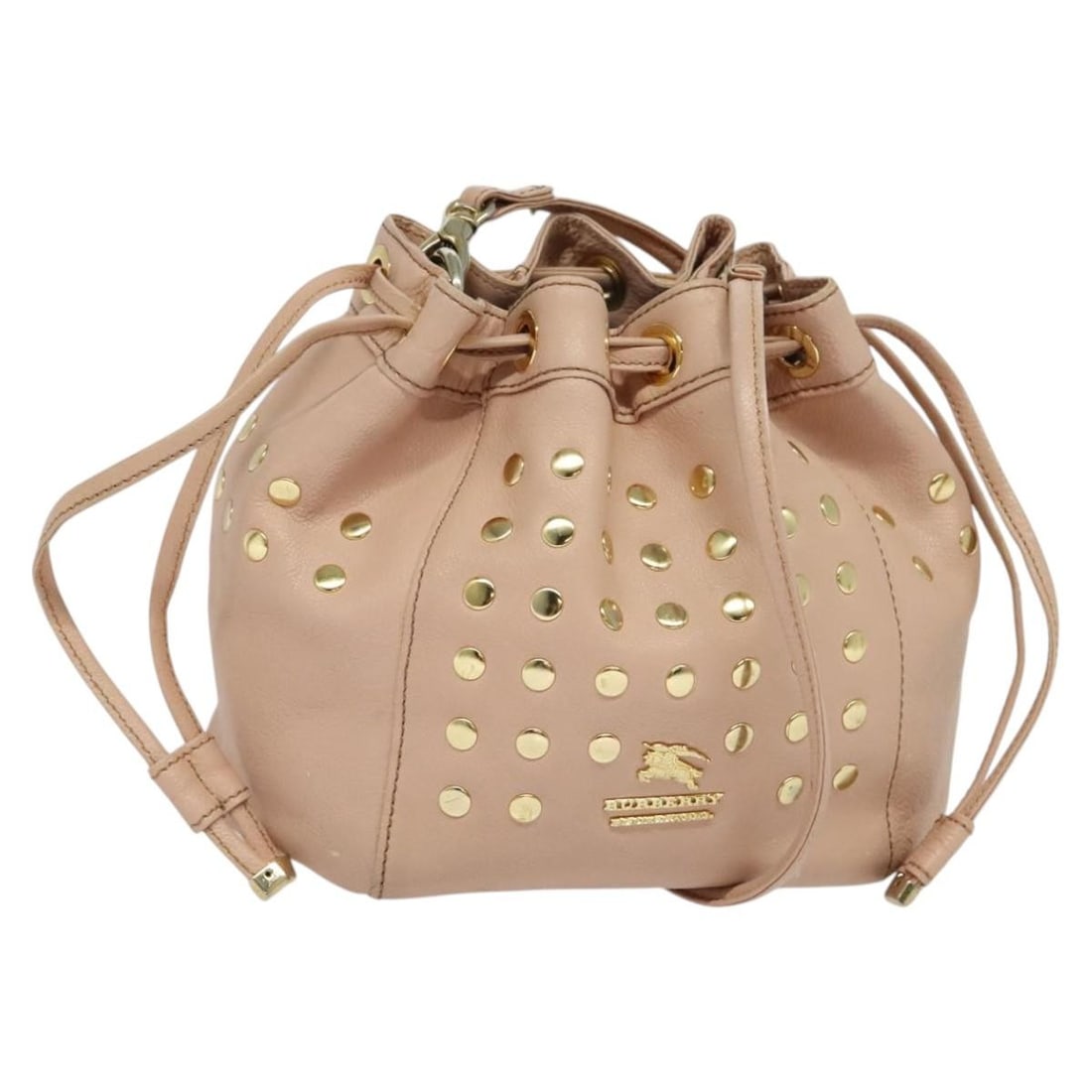 Burberry Blue Label Pink and Gold Leather Shoulder Bag for Women: Burberry Blue Label Pink and Gold Leather Shoulder Bag for Women This BURBERRY Blue Label shoulder bag features a stylish gold and pink leather exterior and is designed for women. Made in Japan, the b