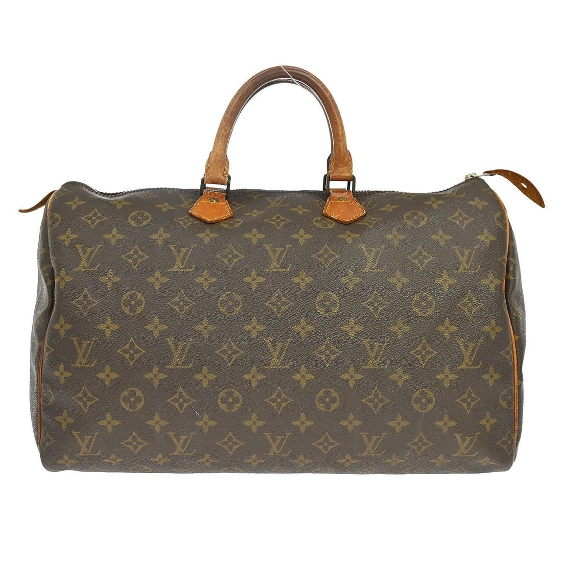 Louis Vuitton Speedy 40 Monogram Canvas Duffle Bag M41522: Louis Vuitton Speedy 40 Monogram Canvas Duffle Bag M41522 Vintage Louis Vuitton Speedy 40 duffle handbag in brown Monogram canvas with leather trim and double handles. This women's handbag features a 