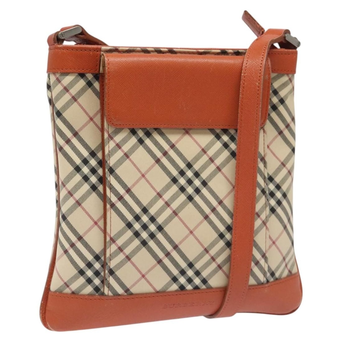 Burberry Beige Canvas Shoulder Bag with Nova Check Pattern: Burberry Beige Canvas Shoulder Bag with Nova Check Pattern This Burberry Nova Check shoulder bag is crafted from beige canvas and features the brand's distinctive check pattern. Designed for women, th