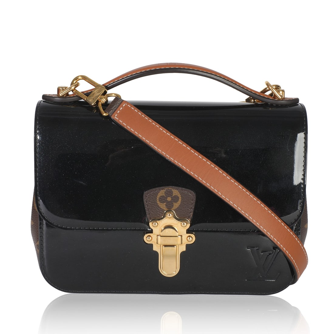 Louis Vuitton Cherrywood BB Black Patent Leather Shoulder Bag with Accessories: Louis Vuitton Cherrywood BB Black Patent Leather Shoulder Bag with Accessories This Louis Vuitton Cherrywood BB shoulder bag features black Monogram Vernis patent leather with gold-tone hardware and a