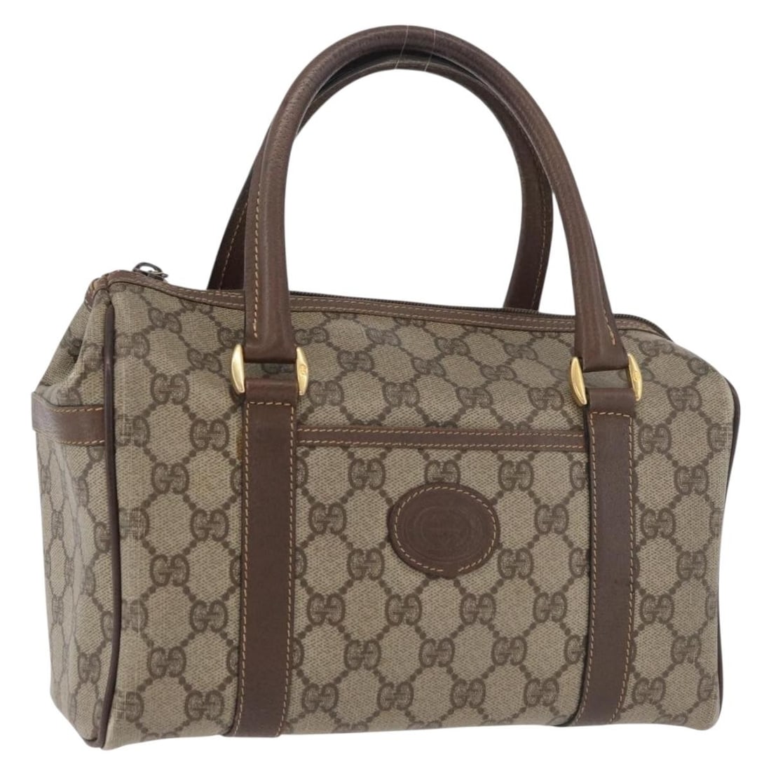 Gucci Sherry Line GG Supreme Boston Bag Beige Gold: Gucci Sherry Line GG Supreme Boston Bag Beige Gold This is a GUCCI GG Supreme Web Sherry Line Boston Bag crafted from beige and gold PVC leather with GG canvas accents. The bag features a classic Bost