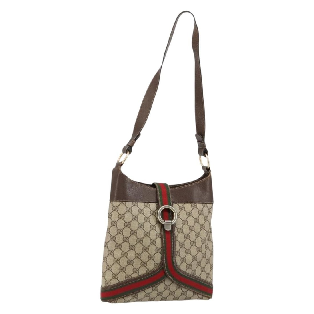 Gucci Sherry Line GG Supreme PVC Shoulder Bag Beige Gold: Gucci Sherry Line GG Supreme PVC Shoulder Bag Beige Gold A Gucci Sherry Line shoulder bag in beige and gold, made from PVC leather and GG canvas. It features a shoulder strap with an approximate drop 