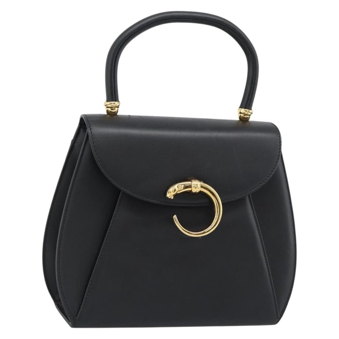 Cartier Panthere Black Leather Hand Bag Gold Tone: Cartier Panthere Black Leather Hand Bag Gold Tone Cartier Panthere hand bag in leather with a black and gold color combination. Made in Italy, this women's bag measures approximately 21 cm wide, 20 cm