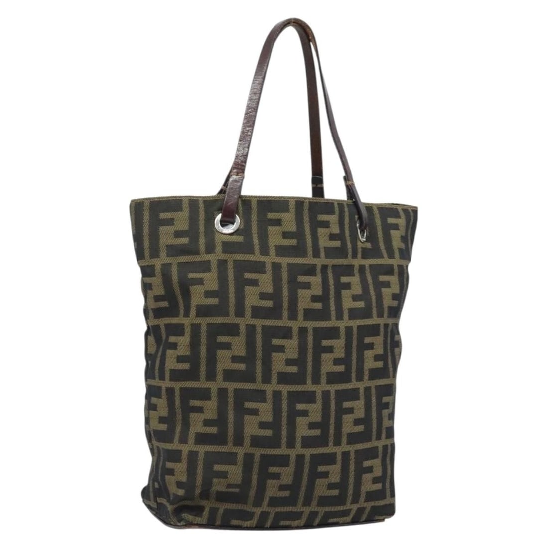 FENDI Zucca Canvas Handbag in Black Brown Made in Italy: FENDI Zucca Canvas Handbag in Black Brown Made in Italy Authentic FENDI handbag in black and brown Zucca canvas, made in Italy. This women's bag is offered without the original box or dust bag; only t