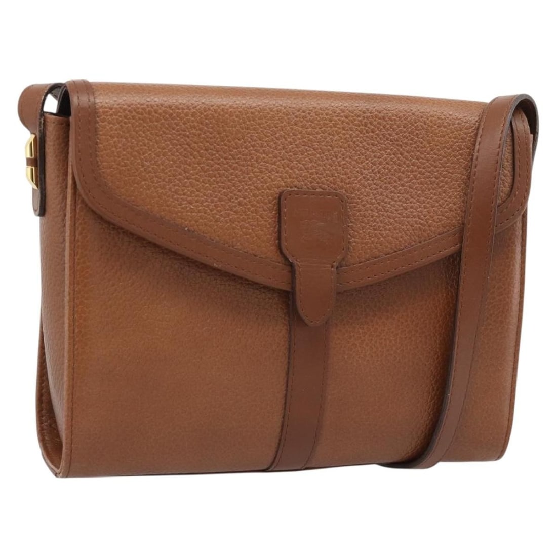 Burberrys Brown Leather Shoulder Bag Gold Tone Hardware: Burberrys Brown Leather Shoulder Bag Gold Tone Hardware Burberrys shoulder bag in brown and gold leather. It features a shoulder strap and measures approximately 21 cm W x 17 cm H x 6 cm D, with a sho
