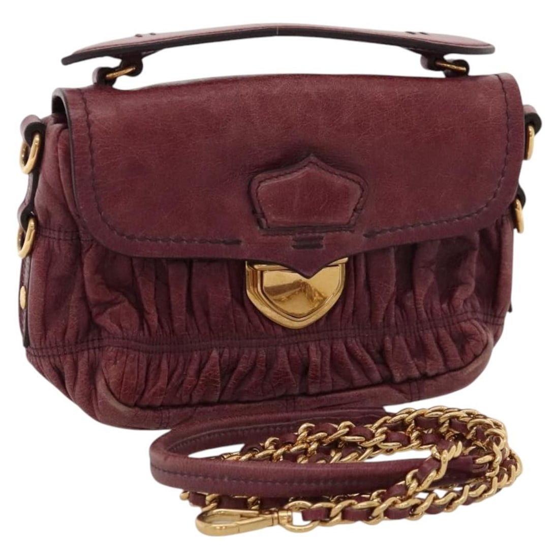 PRADA BD1517 Leather Shoulder Bag Purple Gold Women: PRADA BD1517 Leather Shoulder Bag Purple Gold Women PRADA women's shoulder bag in purple and gold leather, made in Italy. The bag measures approximately 17 cm wide, 13 cm high, and 6 cm deep, with a s