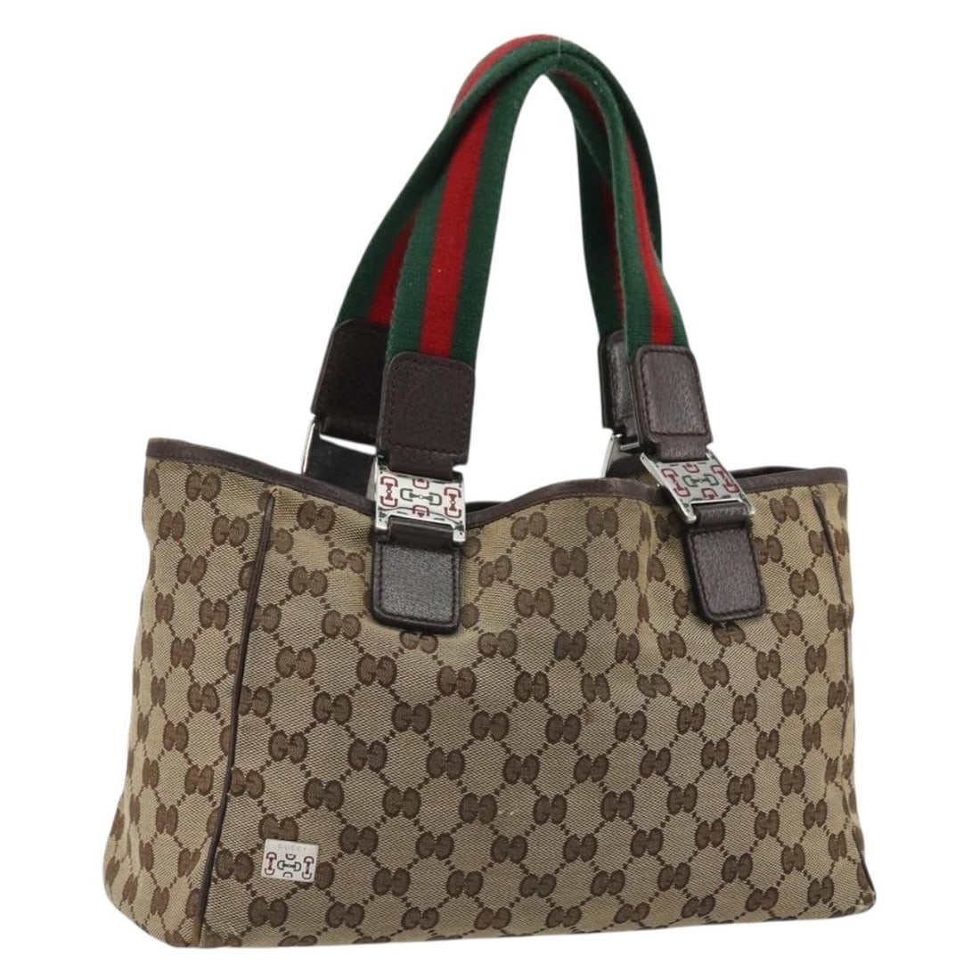 Gucci Sherry Line GG Canvas Beige Red Green Handbag 145810: Gucci Sherry Line GG Canvas Beige Red Green Handbag 145810 This GUCCI GG Canvas Web Sherry Line handbag features a beige GG canvas exterior accented with signature red and green webbing. Designed for 