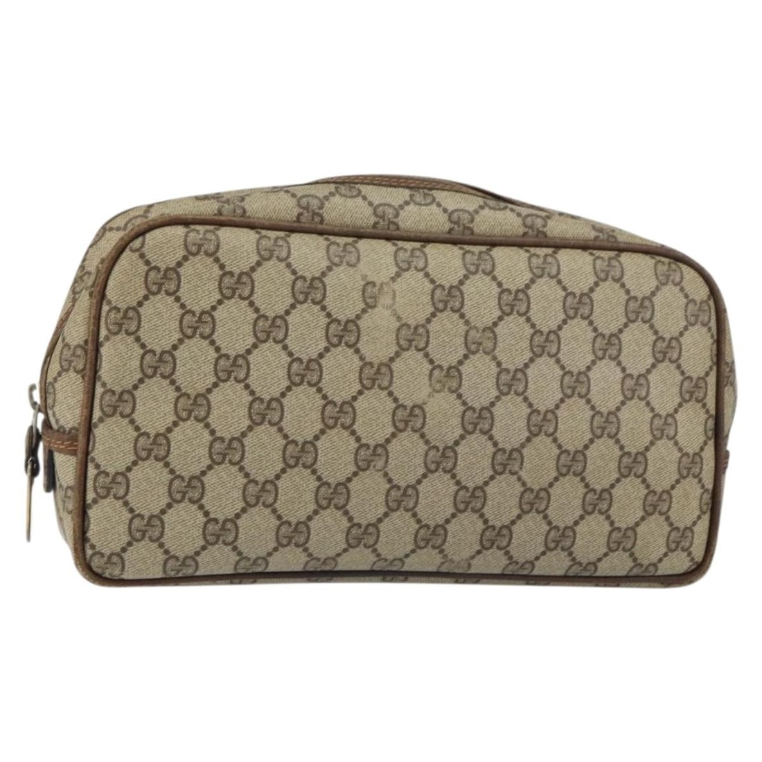 Beige PVC GG Supreme Clutch by Gucci Italy: Beige PVC GG Supreme Clutch by Gucci Italy This Gucci GG Supreme clutch bag features beige PVC leather and GG canvas exterior. Made in Italy, the bag includes no additional accessories and has visible