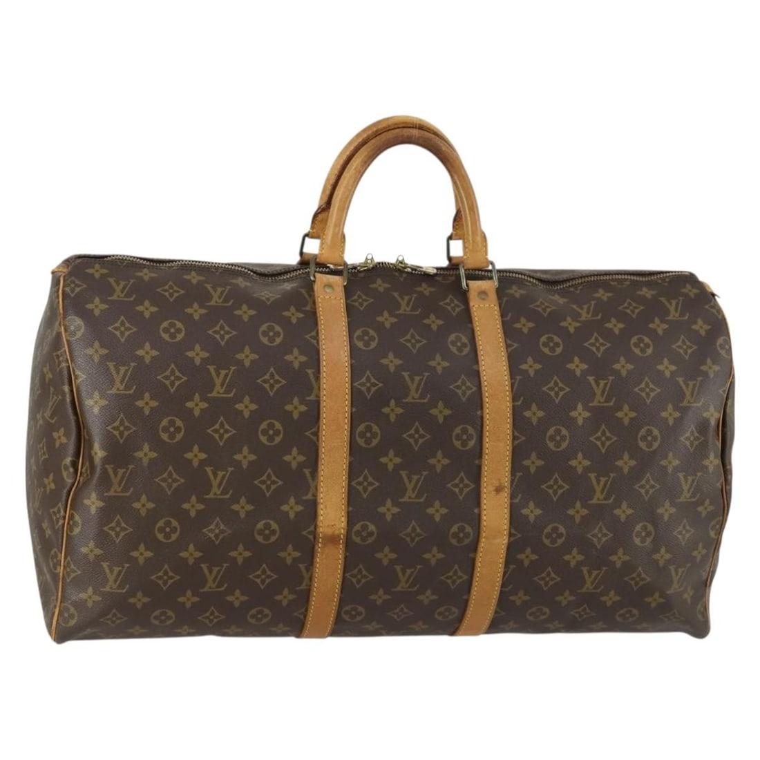Louis Vuitton M41424 Keepall 55 Monogram Canvas Boston Bag: Louis Vuitton M41424 Keepall 55 Monogram Canvas Boston Bag Louis Vuitton Keepall 55 Boston Bag in Monogram Canvas, made in France. This women's bag features the classic Monogram exterior and measures 