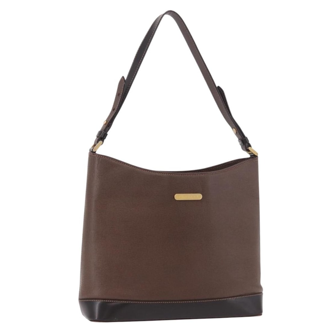 Burberry Brown Leather Shoulder Bag Gold Tone Hardware: Burberry Brown Leather Shoulder Bag Gold Tone Hardware Brown and gold Burberry leather shoulder bag in heavily used condition. The bag shows visible wear throughout, including loss of shape, rubbing, 