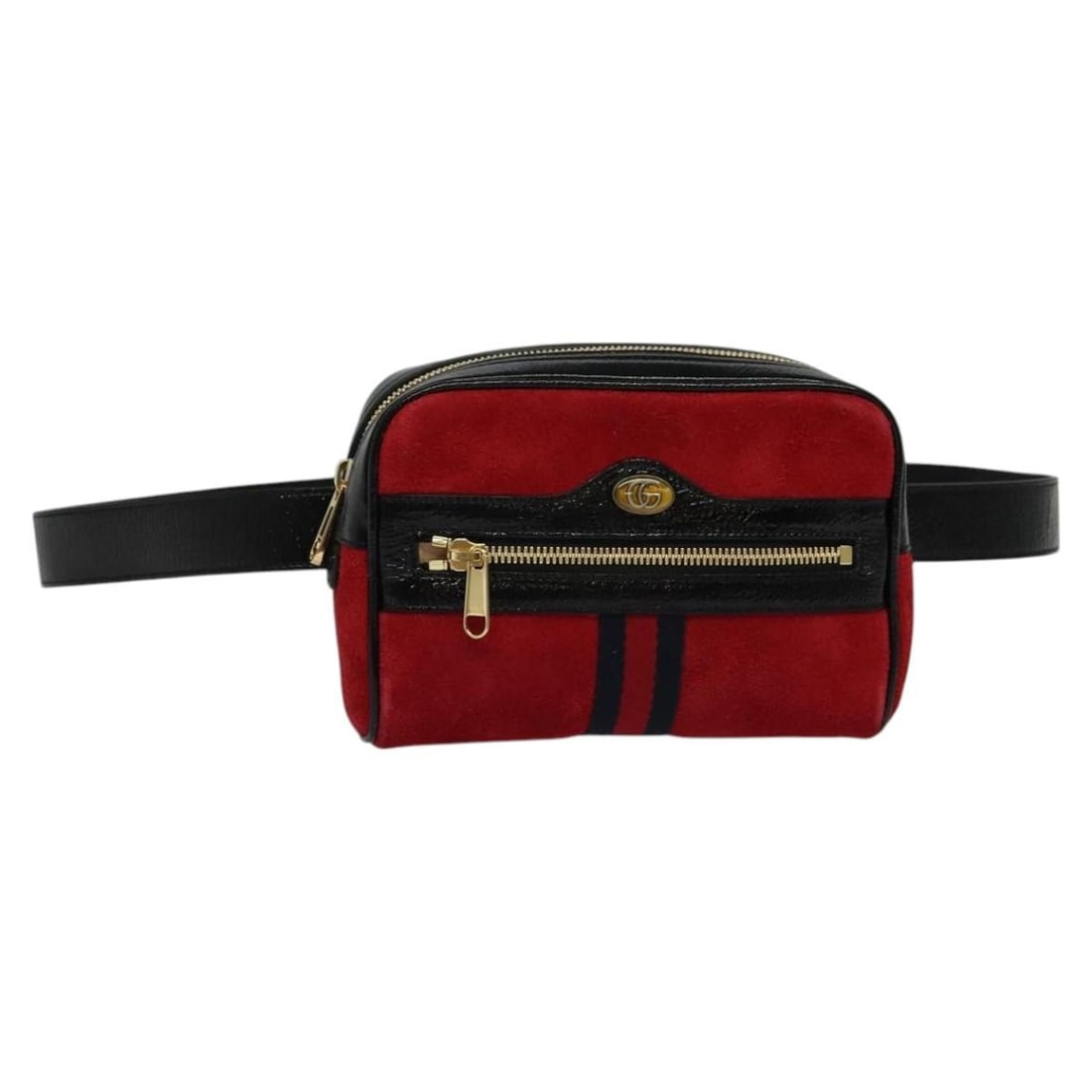 GUCCI 517076 suede waist bag red and gold women: GUCCI 517076 suede waist bag red and gold women This GUCCI waist bag is crafted in red suede with gold-tone exterior accents and was made in Italy. It comes with a dust bag and measures approximately 