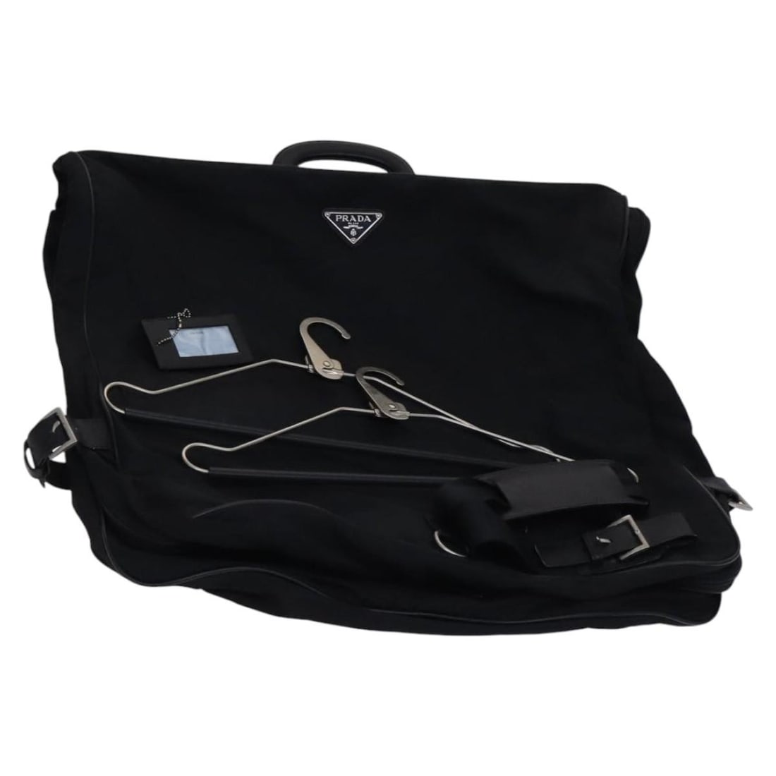 Prada Black Nylon 2way Garment Cover Bag Made in Italy: Prada Black Nylon 2way Garment Cover Bag Made in Italy Authentic Prada garment cover in black nylon with a 2-way design. Made in Italy, this women's garment cover shows heavy use with visible wear thr