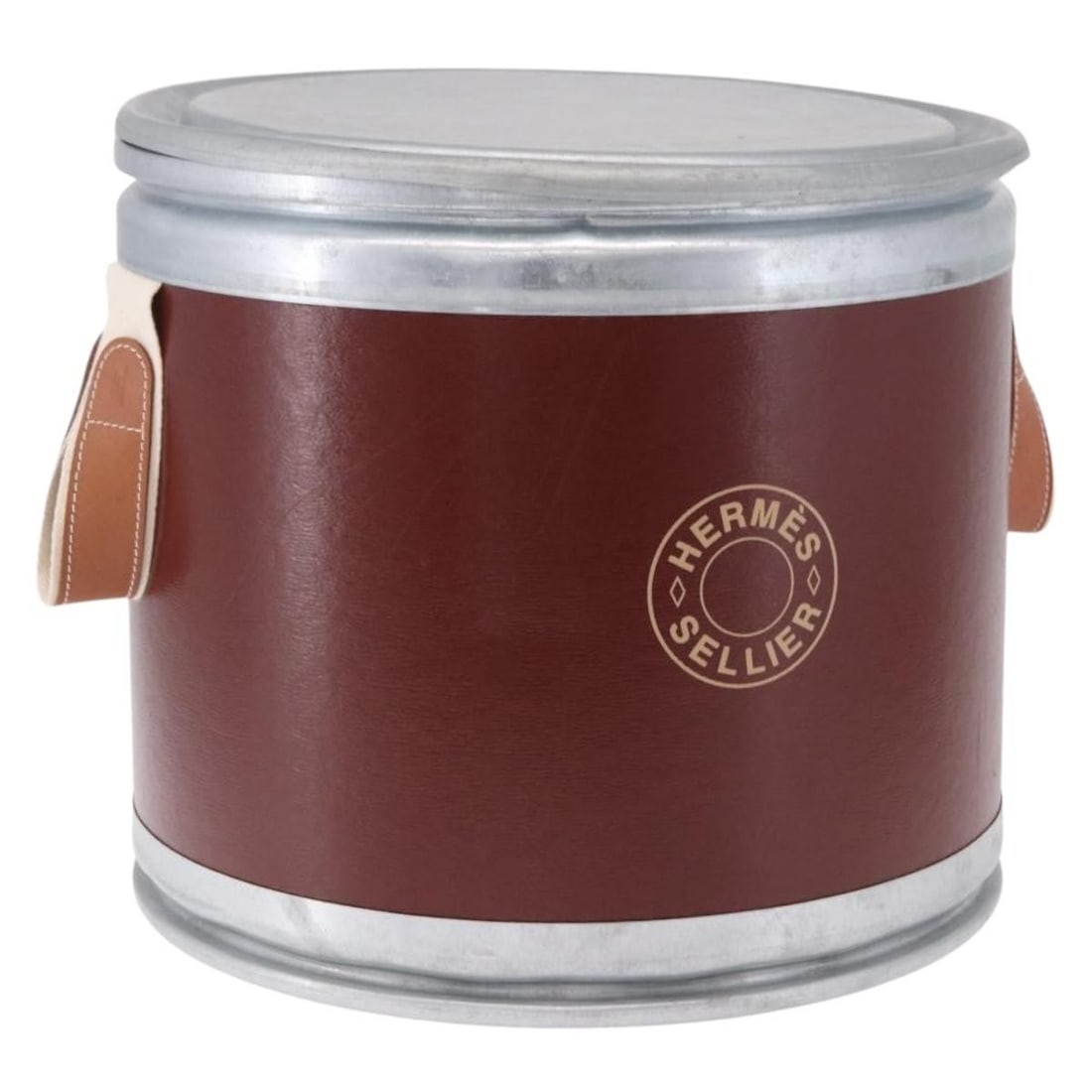 Hermes Brown Metal Saddle Box Accessory Case France (1 of 18)