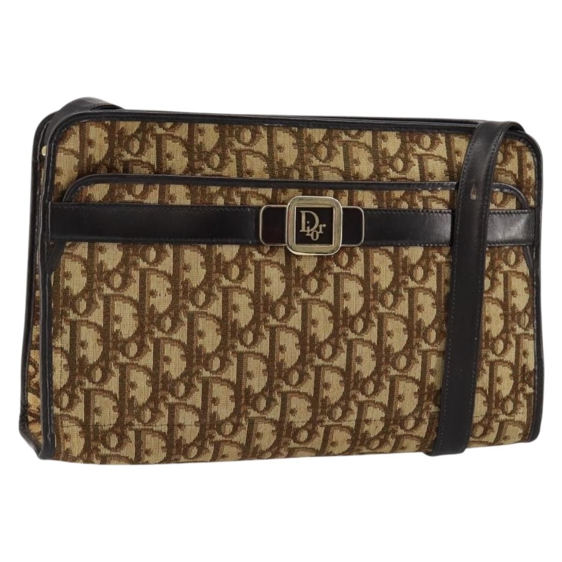 Beige Gold Christian Dior Trotter Canvas Shoulder Bag: Beige Gold Christian Dior Trotter Canvas Shoulder Bag Christian Dior Trotter Canvas Shoulder Bag in beige and gold, made in France. This shoulder bag features Trotter Canvas construction and comes wit
