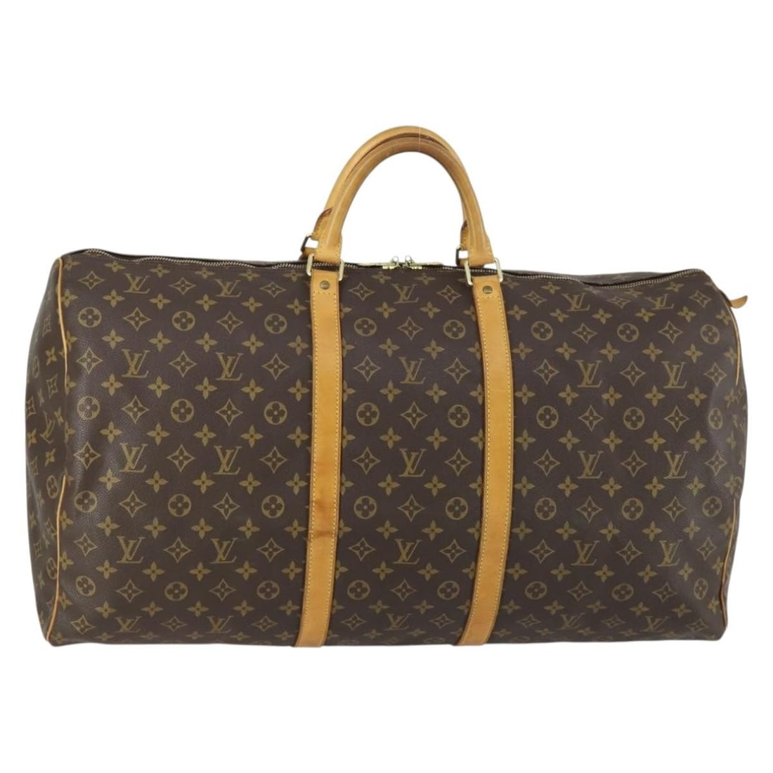 Louis Vuitton Keepall 60 Monogram Canvas Boston Travel Bag M41422: Louis Vuitton Keepall 60 Monogram Canvas Boston Travel Bag M41422 This is a Louis Vuitton Monogram Keepall 60 Boston Bag, crafted from signature monogram canvas with natural leather trim. The bag feat