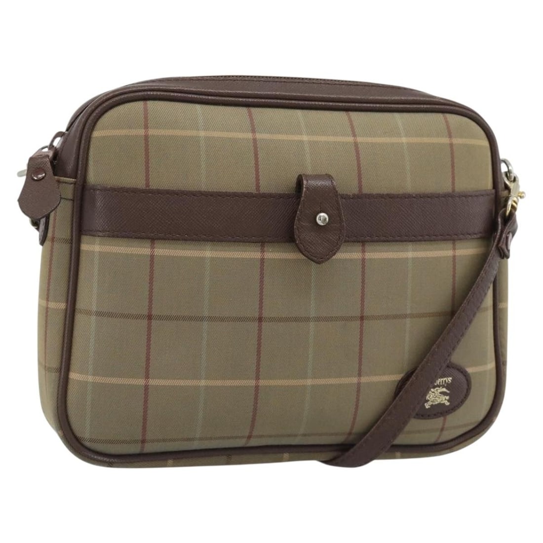 Burberrys Nova Check Canvas Shoulder Bag Beige Gold Tone: Burberrys Nova Check Canvas Shoulder Bag Beige Gold Tone A Burberrys Nova Check shoulder bag in beige and gold, made from canvas with leather details. It measures approximately 21 cm W x 16 cm H x 4 c