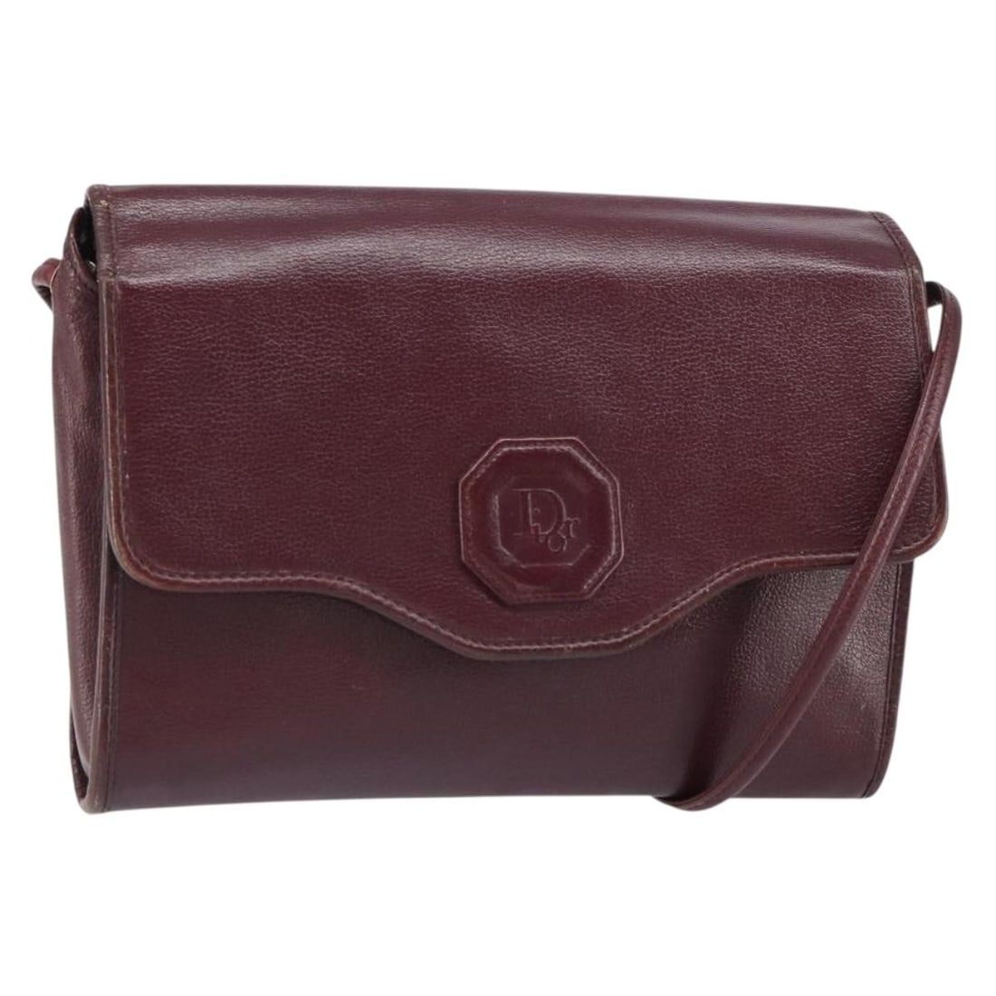 Christian Dior Bordeaux Leather Shoulder Bag Gold Trim France: Christian Dior Bordeaux Leather Shoulder Bag Gold Trim France This Christian Dior shoulder bag features a bordeaux leather exterior with gold accents. The bag offers a compact design with a structured