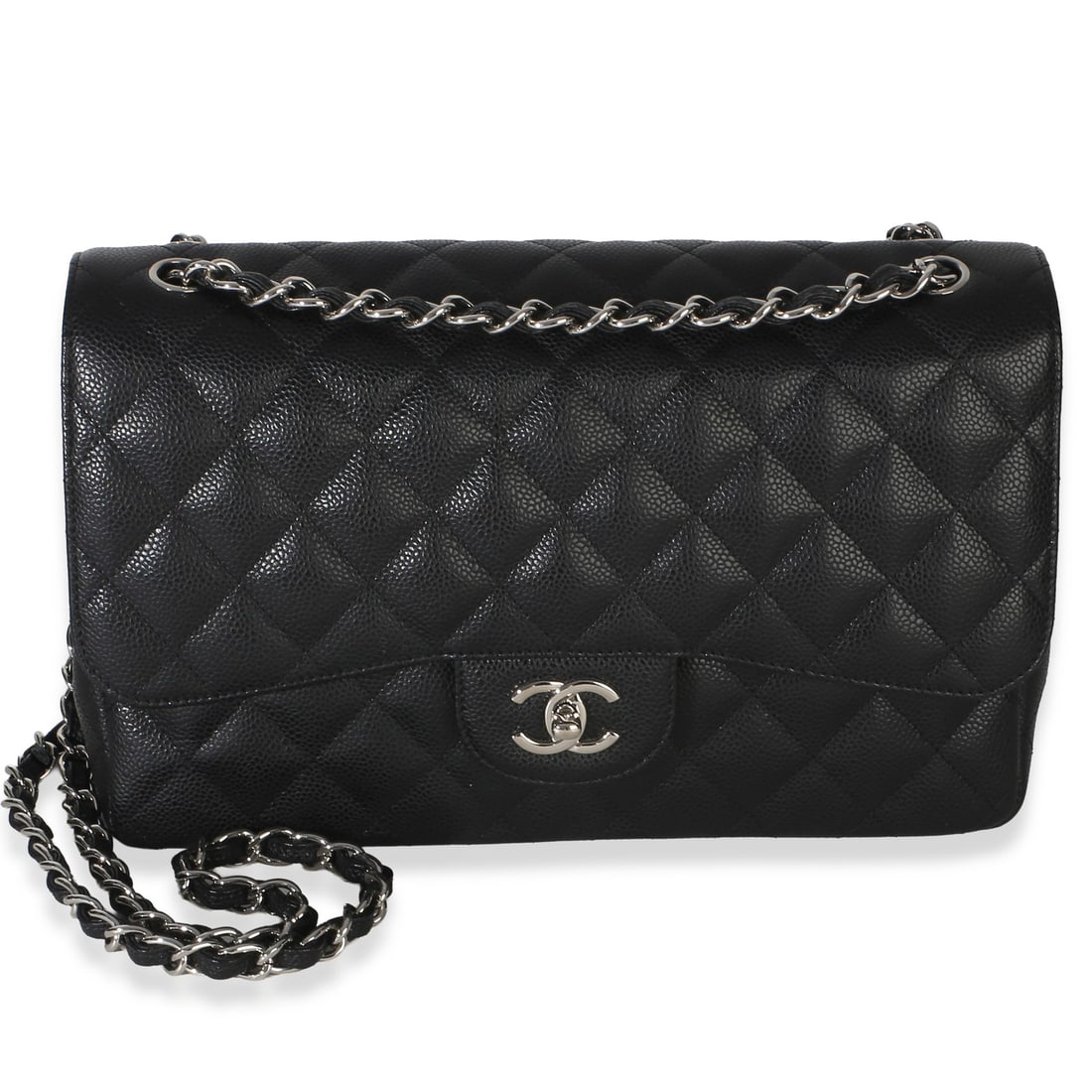 Chanel Jumbo Double Flap Shoulder Bag Black Caviar Leather (1 of 9)