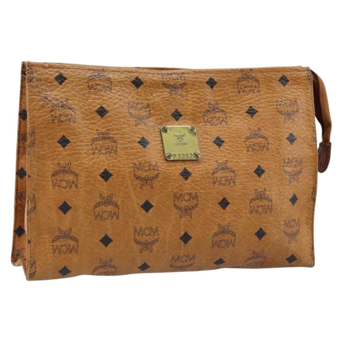 MCM Brown PVC Leather Logogram Clutch Bag Made in Germany: MCM Brown PVC Leather Logogram Clutch Bag Made in Germany Authentic MCM logogram Vicetos clutch bag in brown PVC leather. This women's clutch is made in Germany and features a classic monogram design.