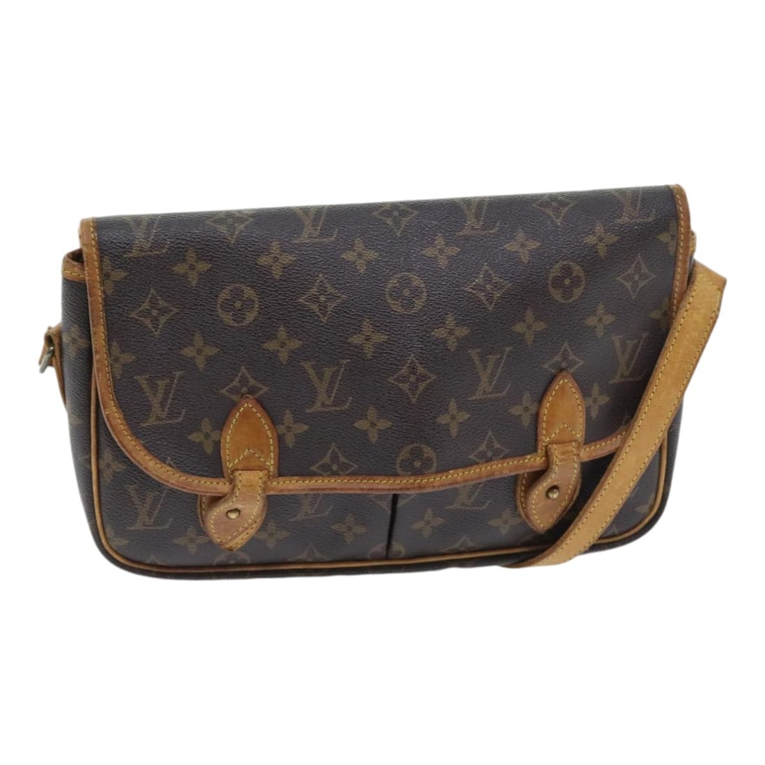 Louis Vuitton Gibeciere MM Monogram Canvas Shoulder Bag M42247 France: Louis Vuitton Gibeciere MM Monogram Canvas Shoulder Bag M42247 France This is a Louis Vuitton Monogram Gibeciere MM Shoulder Bag, model M42247. Crafted from iconic monogram canvas, the bag features a 