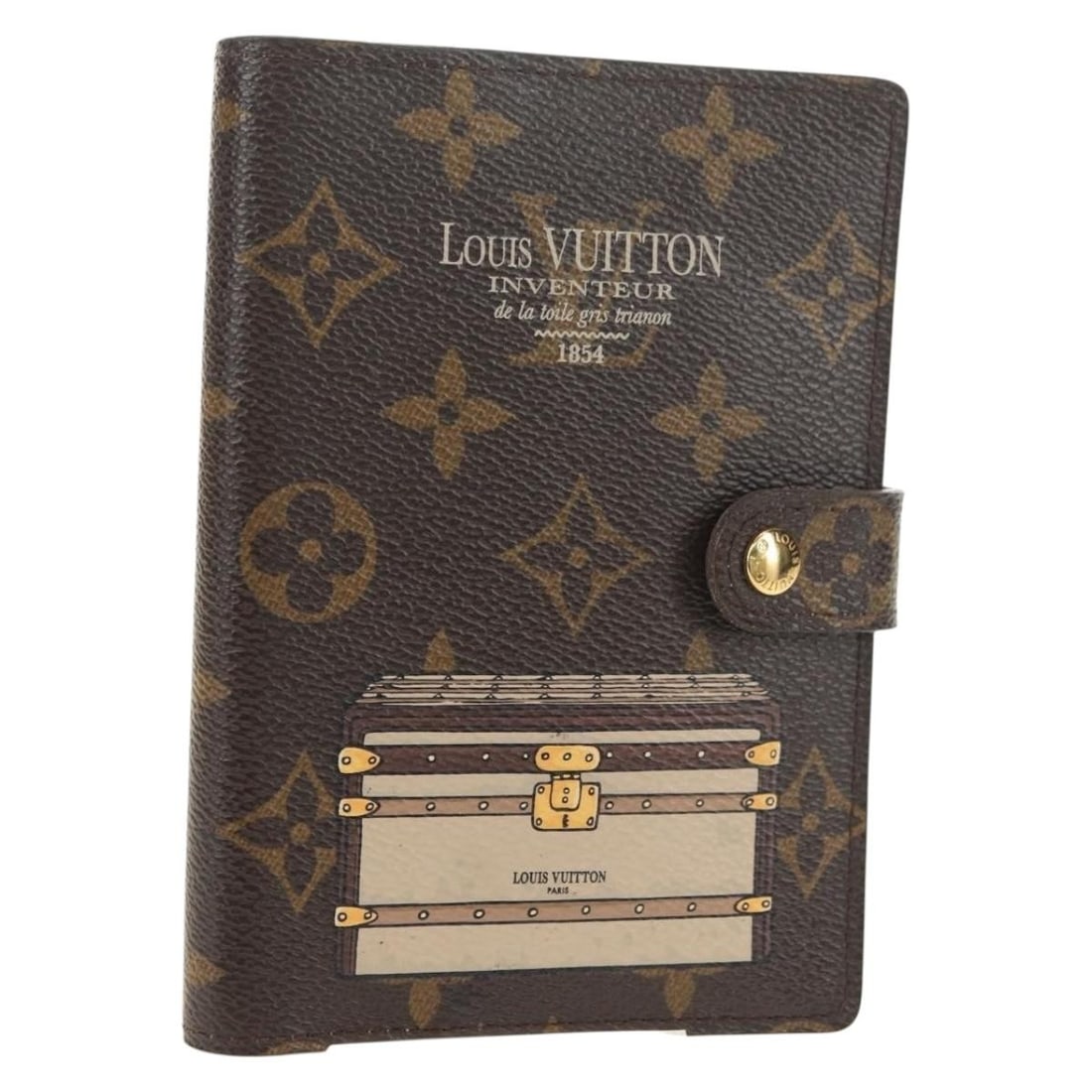 Louis Vuitton R20028 Monogram Canvas Day Planner Cover France: Louis Vuitton R20028 Monogram Canvas Day Planner Cover France Louis Vuitton Monogram Trunk Agenda PM day planner cover made in France. It is crafted from Monogram Canvas in the Monogram color and