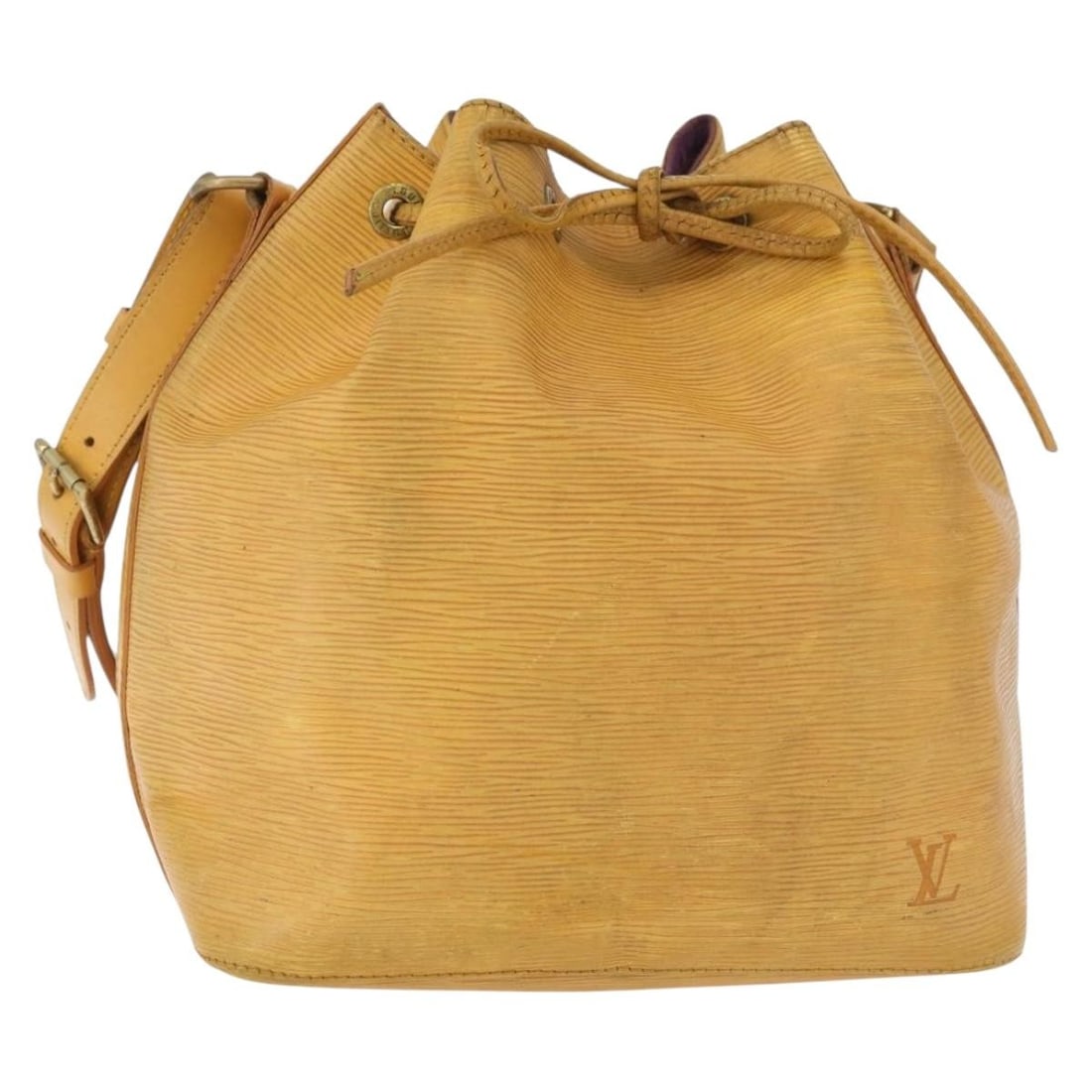 Louis Vuitton Epi Leather Petit Noe Yellow Shoulder Bag M44109: Louis Vuitton Epi Leather Petit Noe Yellow Shoulder Bag M44109 This Louis Vuitton Epi Petit Noe shoulder bag features a vibrant yellow Epi leather exterior, offering a distinctive and stylish look. De