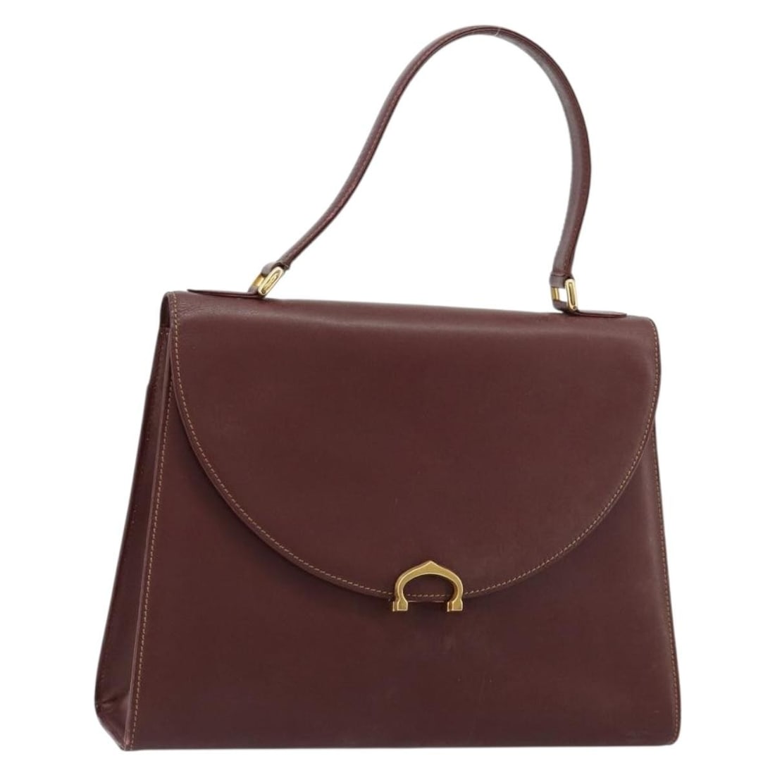 Cartier Must Line Leather Handbag Bordeaux Gold Tone Italy: Cartier Must Line Leather Handbag Bordeaux Gold Tone Italy Cartier Must Line hand bag in leather with a Bordeaux and gold color scheme. Made in Italy, this women's handbag has a structured size of app
