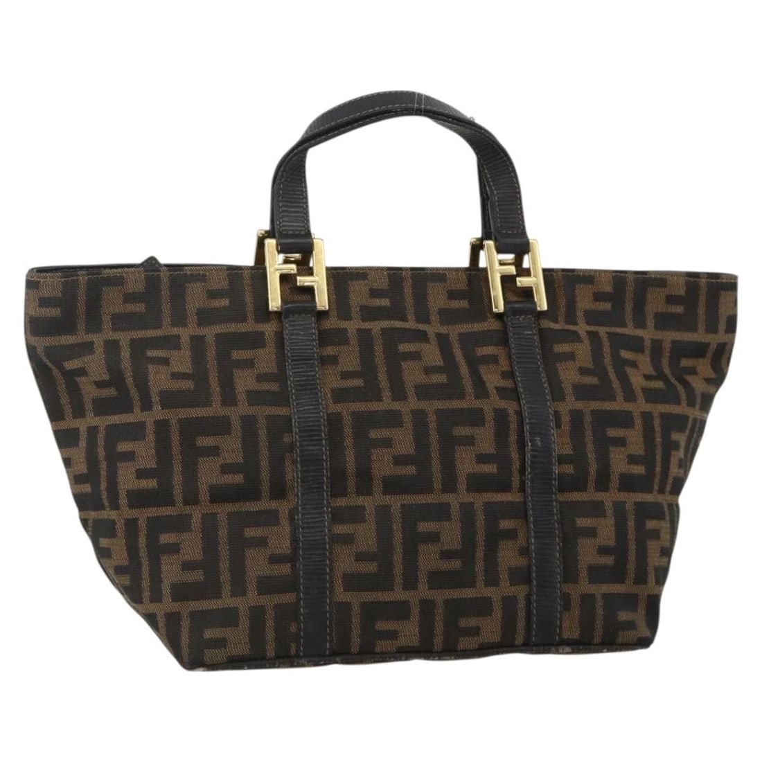 FENDI Zucca Canvas Hand Bag Brown Black Italy 175625: FENDI Zucca Canvas Hand Bag Brown Black Italy 175625 A women's Fendi hand bag crafted from Zucca canvas in a brown and black colorway. Made in Italy, this bag measures approximately 22 cm wide, 19 cm 