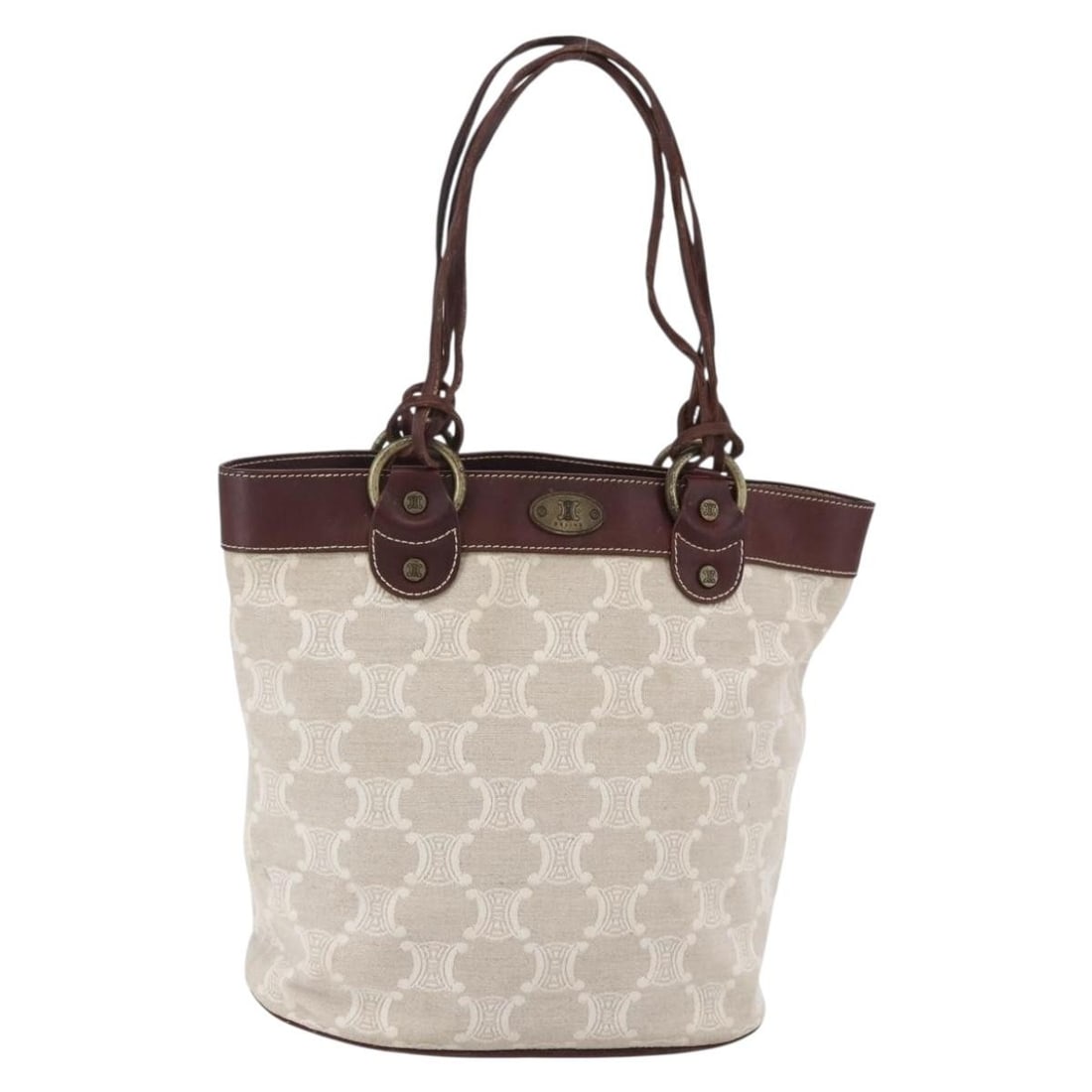 CELINE Beige Macadam Canvas Tote Bag Italy Auth BS30631: CELINE Beige Macadam Canvas Tote Bag Italy Auth BS30631 Discover the elegance of the CELINE Macadam Canvas Tote Bag in a sophisticated beige hue. Crafted in Italy, this stylish tote features the iconi