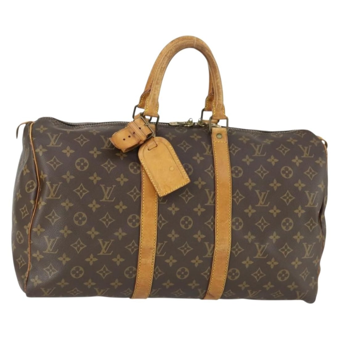 Louis Vuitton M41428 Keepall 45 Monogram Canvas Boston Bag: Louis Vuitton M41428 Keepall 45 Monogram Canvas Boston Bag Louis Vuitton Keepall 45 Boston bag in Monogram canvas with a Monogram colorway. It comes with a name tag and powanie accessory. Made in Fran