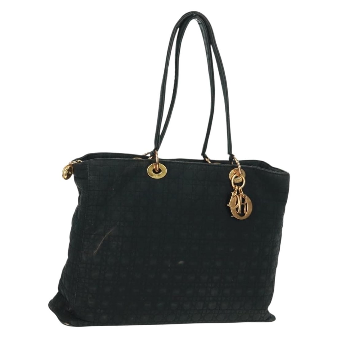 Christian Dior Lady Dior Cannage Nylon Tote Bag Black Gold Charm: Christian Dior Lady Dior Cannage Nylon Tote Bag Black Gold Charm Christian Dior Lady Dior Cannage tote bag in black nylon with gold-tone accents. Made in Italy, this women's tote includes a charm acce