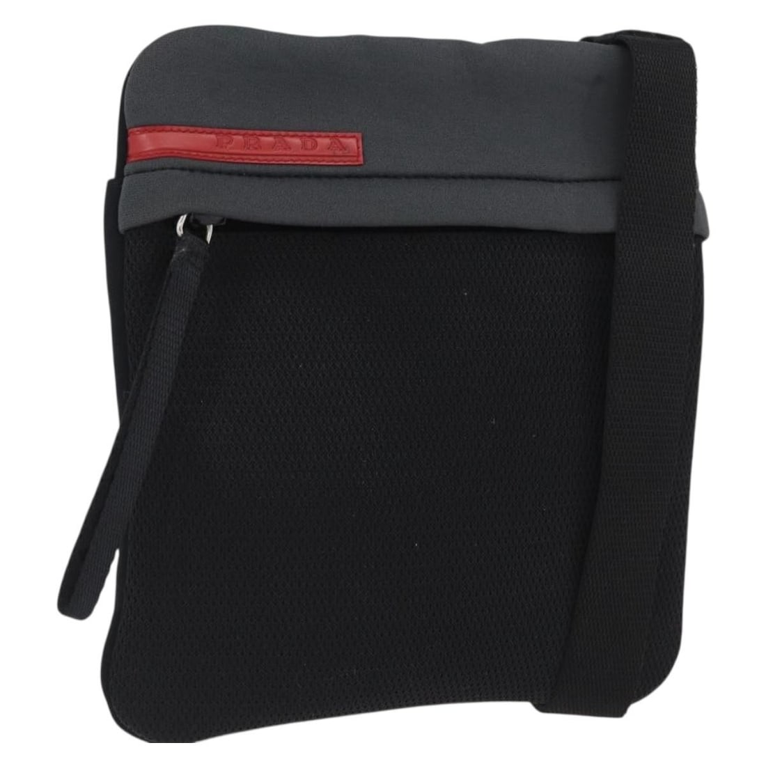 Prada Canvas Shoulder Bag Black Silver Made in Italy: Prada Canvas Shoulder Bag Black Silver Made in Italy PRADA shoulder bag in black and silver canvas, made in Italy. Designed for women, this bag features a shoulder strap with an approximate drop of 11
