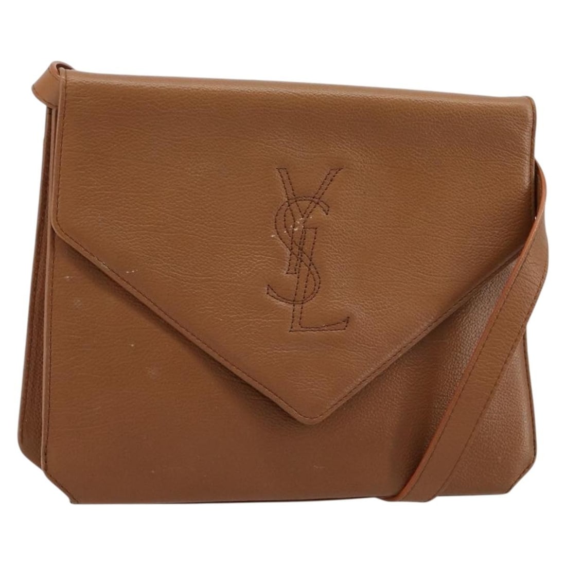 Saint Laurent Brown Leather Shoulder Bag Gold Tone: Saint Laurent Brown Leather Shoulder Bag Gold Tone Brown and gold shoulder bag by Saint Laurent, crafted in leather. The bag measures approximately 25 cm wide, 20 cm high, and 6 cm deep, with a should